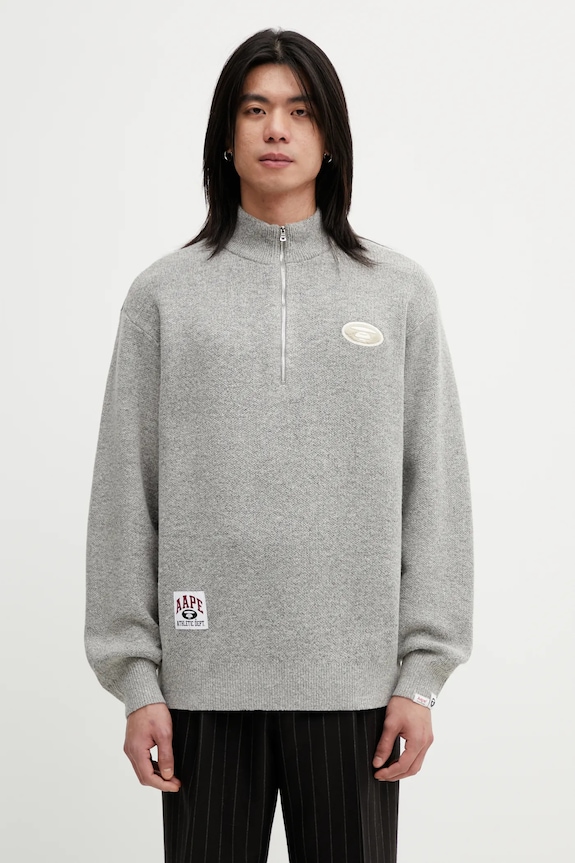 AAPE jumper button down collar gray AAPKNMD303XXP