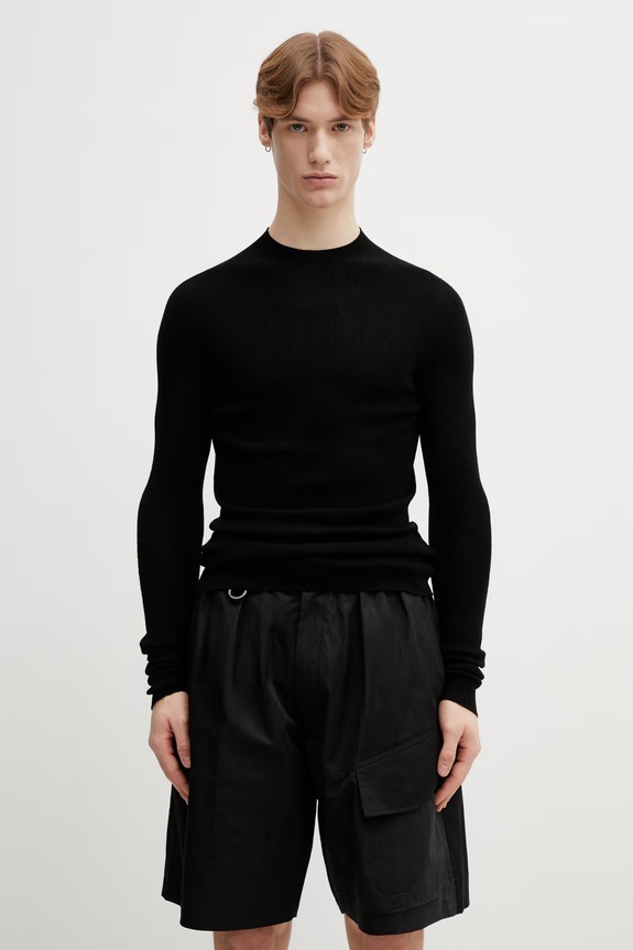 Heliot Emil woolen jumper mock neck black PREAW25.M.07.077.BLK01
