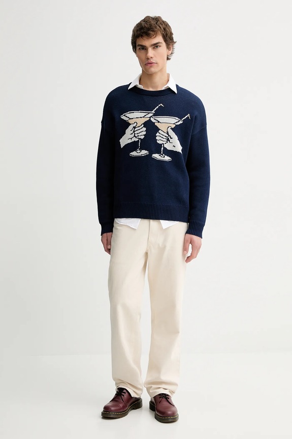 Pamučni pulover Kaotiko AR015.01.E002 mornarsko plava AW25