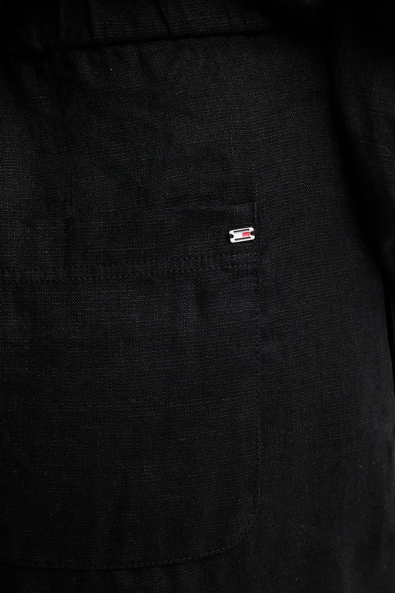Ľanové šortky Tommy Hilfiger čierna WW0WW46824