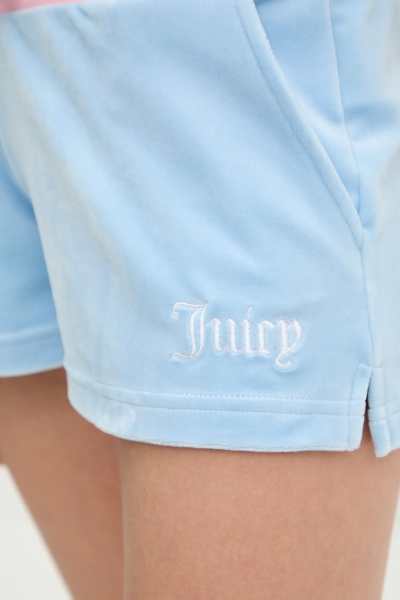 Kratke hlače Juicy Couture VELOUR STRIPE BOOTY SHORT modra JCWHS225354