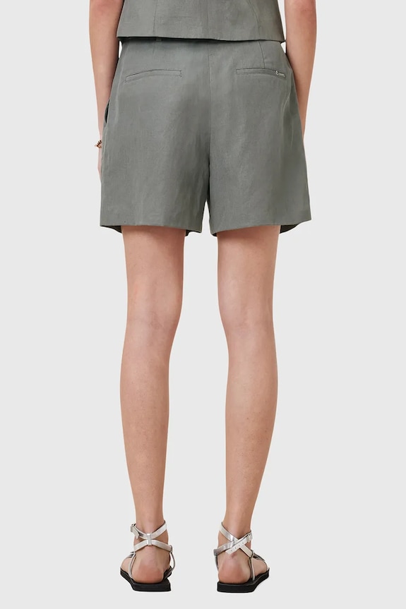 Λινό σορτς AllSaints AVERIE W046QC γκρί
