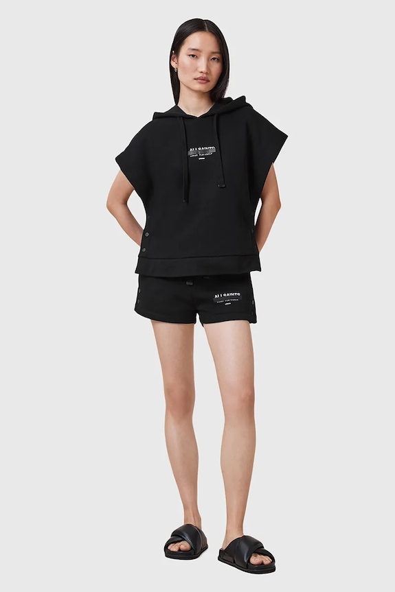 Βαμβακερό σορτσάκι AllSaints SORRI ψηλή μαύρο W053TC