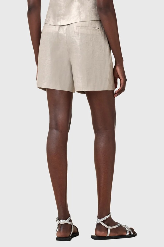 Σορτς από λινό AllSaints AVERIE W069QC ασημί