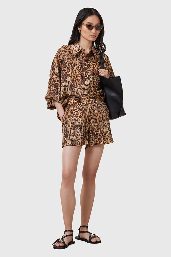 Šortky s příměsí hedvábí AllSaints CHARLI W037TC