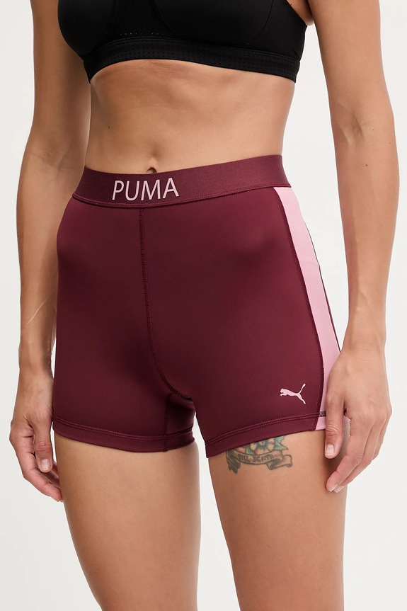 Puma edzős rövidnadrág elasztánnal burgundia 526680