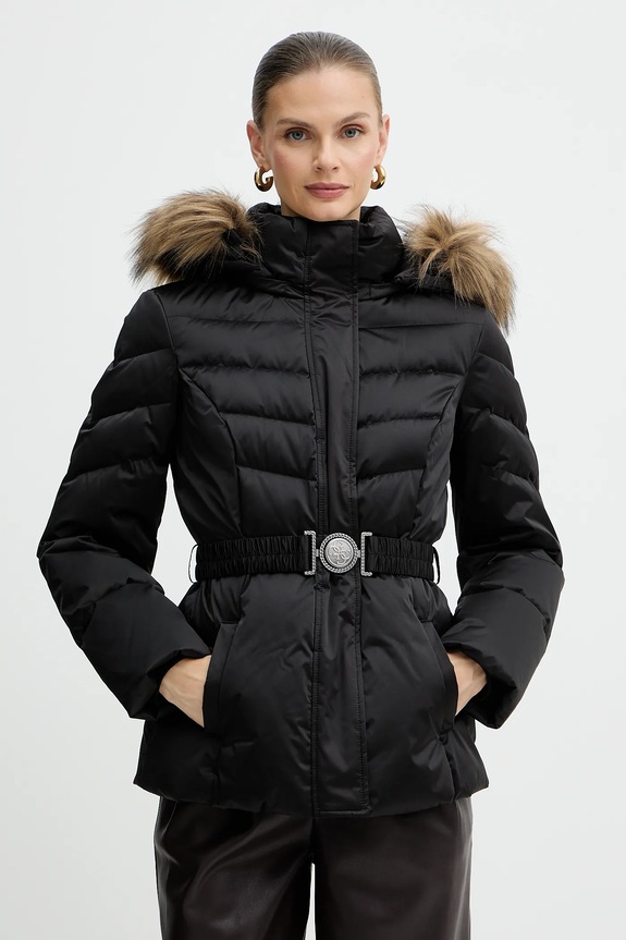 Péřová bunda Guess MARINA s podšívkou černá W5BL31.W2802