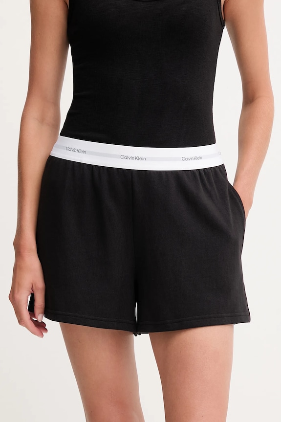Calvin Klein Underwear hosszú sort női pamut melanzs fekete LV00QS7517