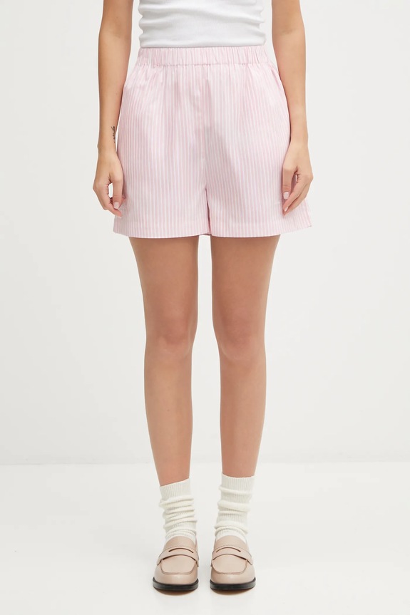 Sporty & Rich cotton shorts Eden Script Poplin cotton pink SH01260673ST64