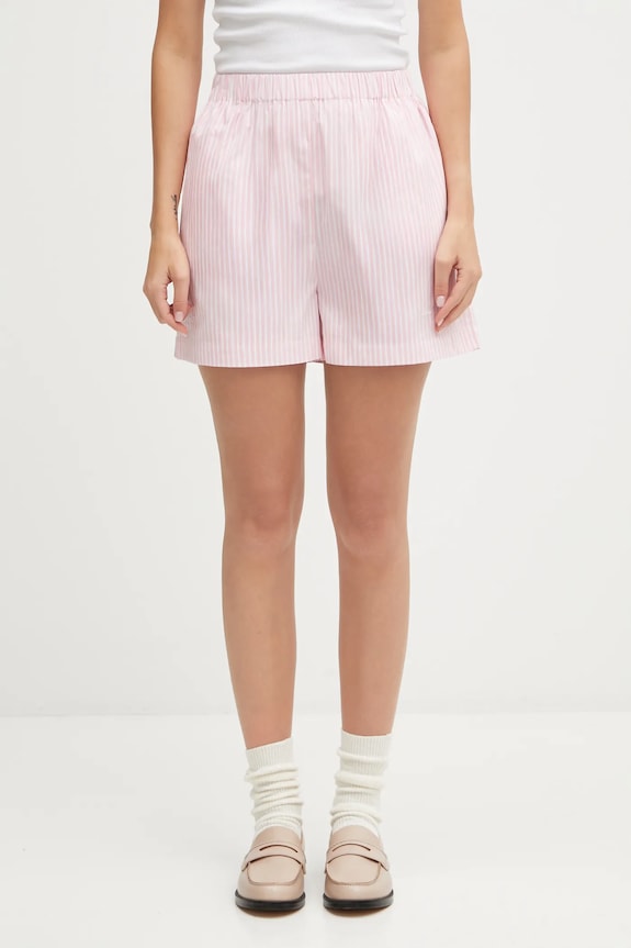 Sporty & Rich cotton shorts Eden Script Poplin cotton pink SH01260673ST64