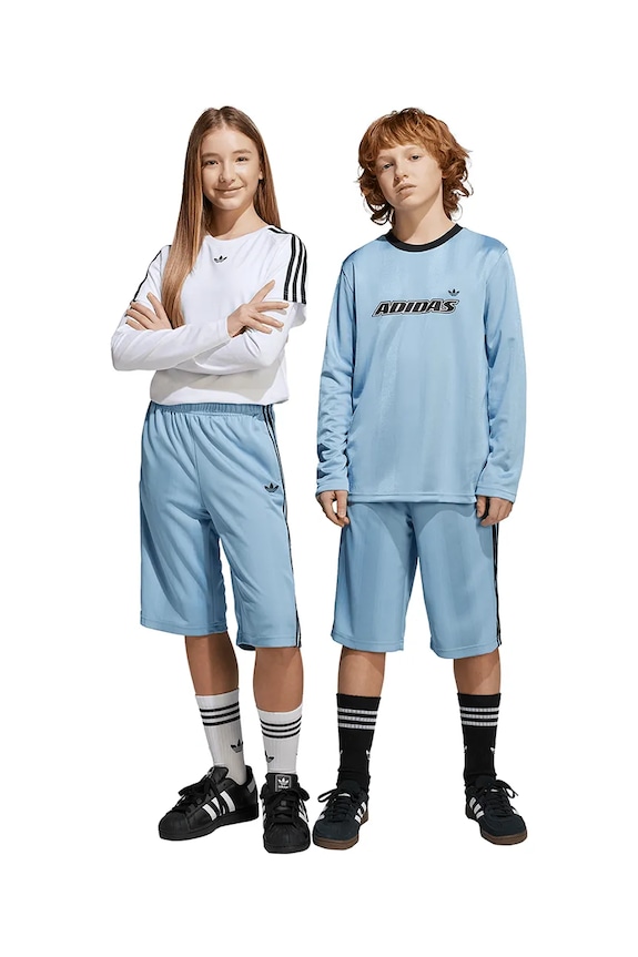 Detské krátke nohavice adidas Originals pletenina modrá HZ0806