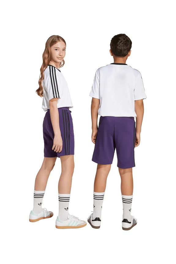 Detské krátke nohavice adidas Originals JV8633 fialová