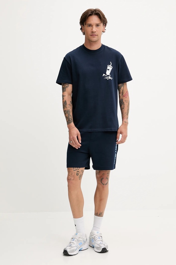 Pamučne kratke hlače Tommy Jeans DM0DM21781 mornarsko plava AW25