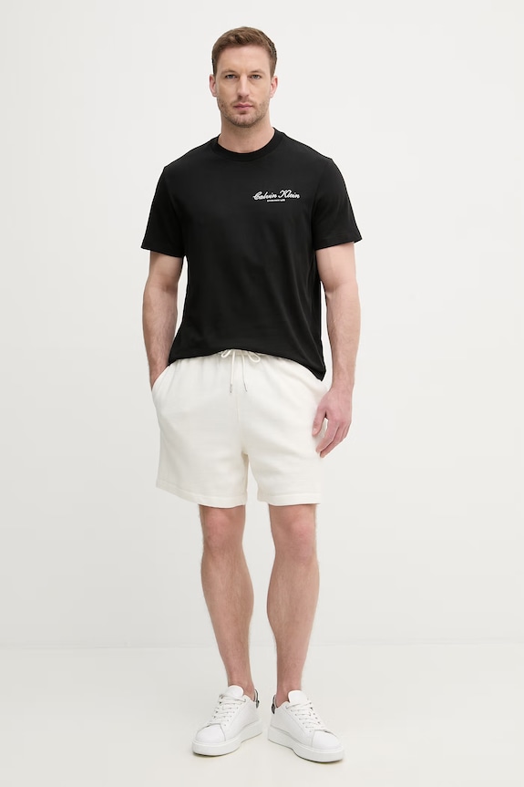 Calvin Klein Jeans teplákové šortky pánske bavlnené LV04RC248G béžová SS26