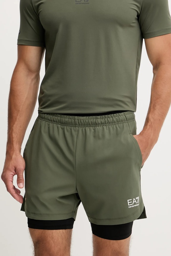 EA7 Emporio Armani szorty treningowe z elastanem zielony PNBXZ.8NPS09