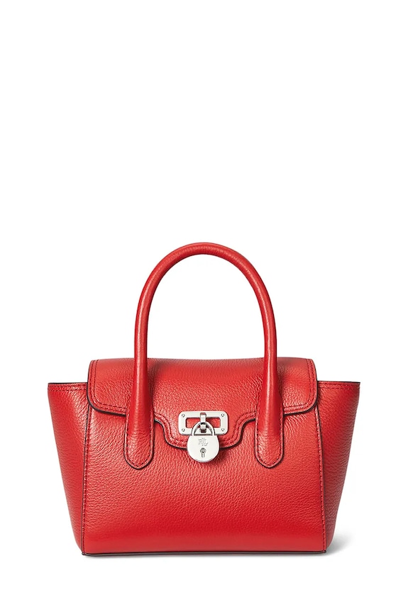 Δερμάτινη τσάντα Lauren Ralph Lauren λείο δέρμα πορτοκαλί 431969349