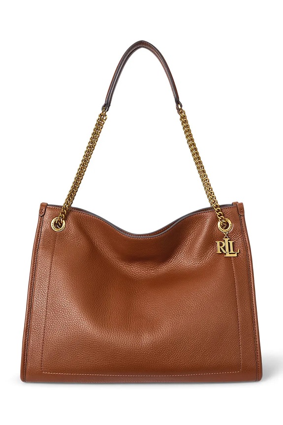 Lauren Ralph Lauren poșetă de piele uni maro 431969352