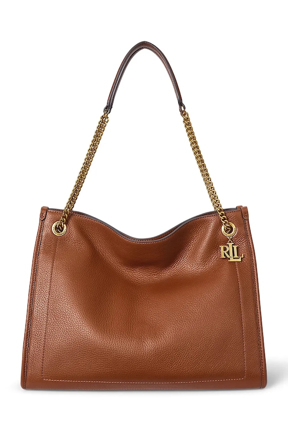 Lauren Ralph Lauren poșetă de piele uni maro 431969352