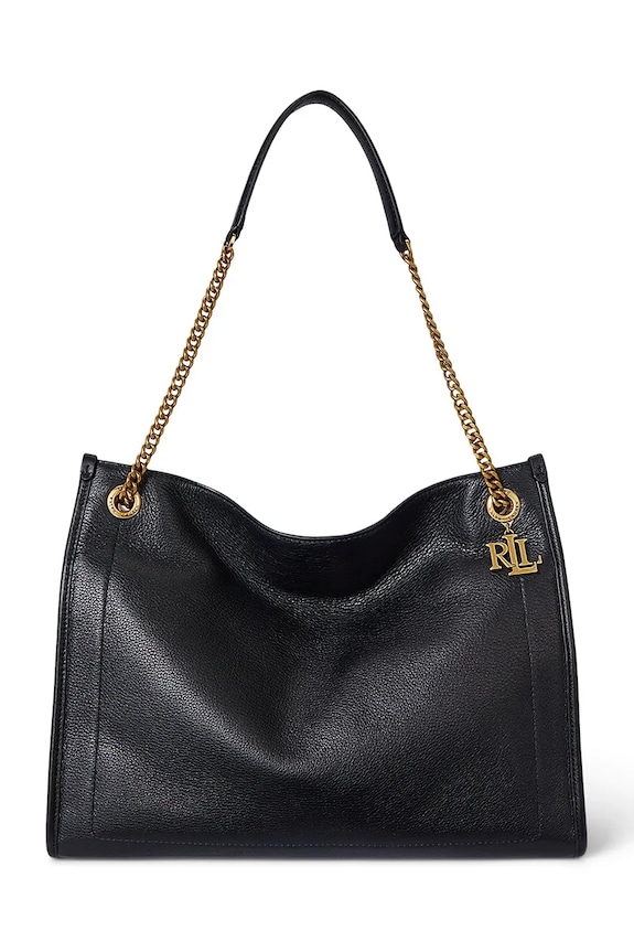 Lauren Ralph Lauren torebka skórzana skóra licowa czarny 431969352