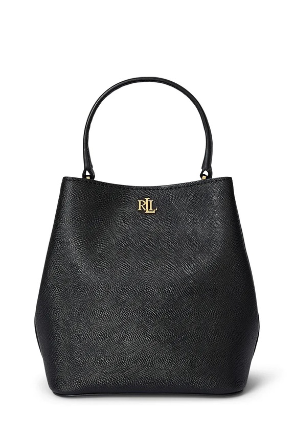 Lauren Ralph Lauren torebka worek damska skórzana skóra licowa czarny 431969365