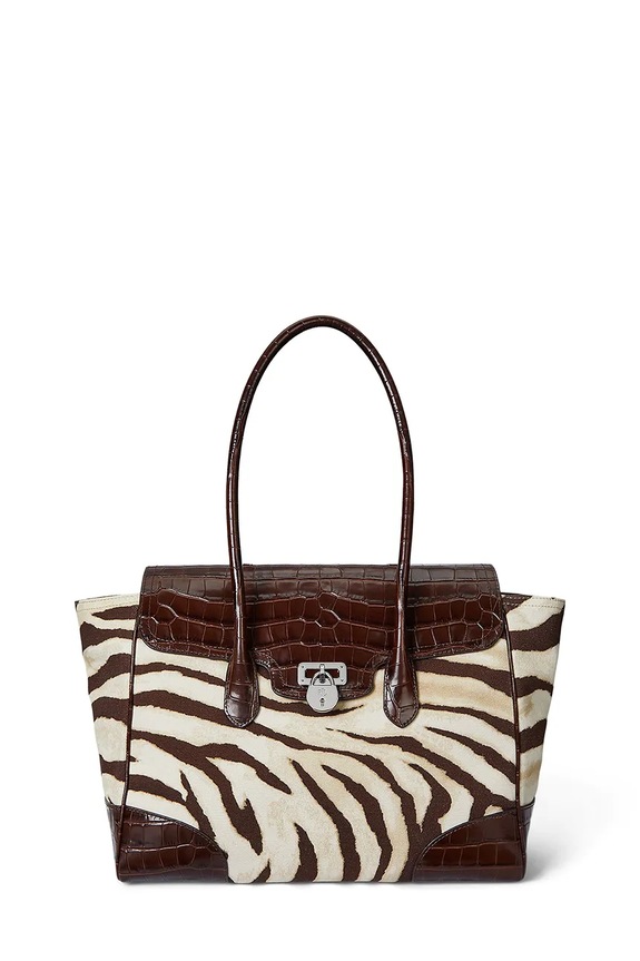 Τσάντα Lauren Ralph Lauren λείο δέρμα καφέ 431969469
