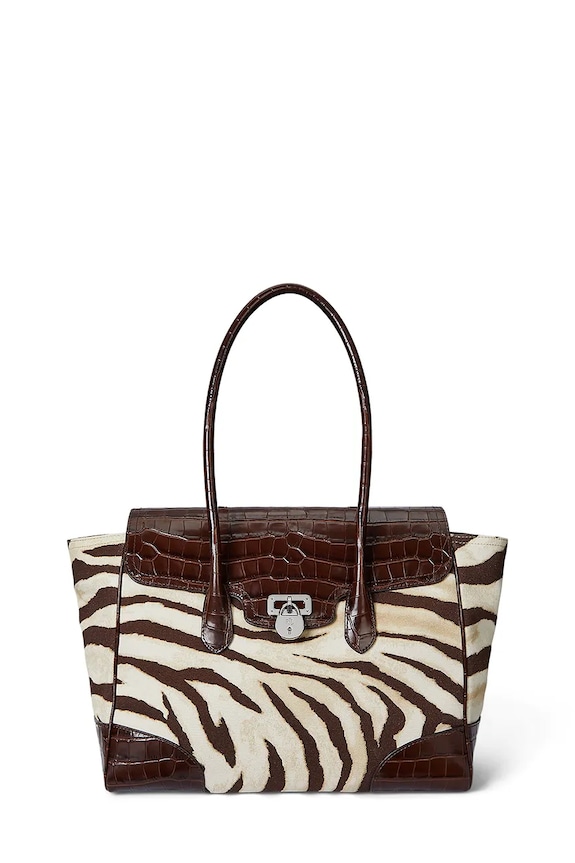 Τσάντα Lauren Ralph Lauren λείο δέρμα καφέ 431969469