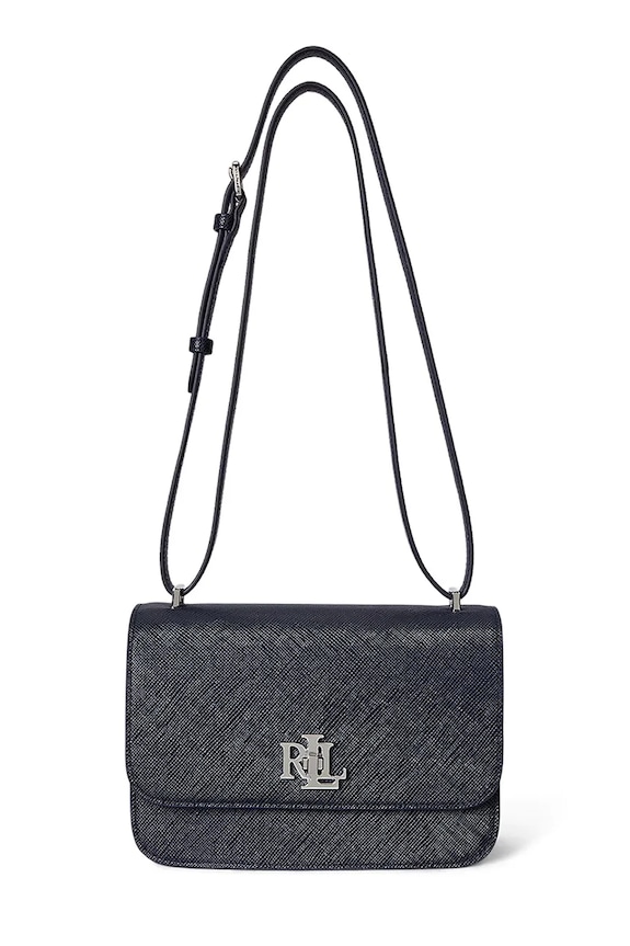 Kožená kabelka Lauren Ralph Lauren usňová koža tmavomodrá 431974272