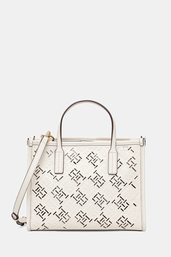 Τσάντα Tommy Hilfiger απομίμηση λείου δέρματος μπεζ AW0AW17500