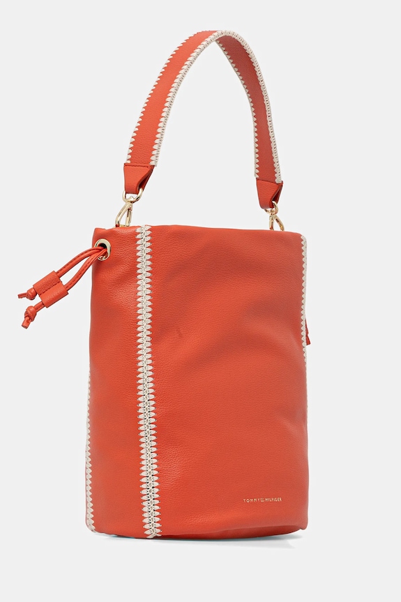 Usnjena torbica Tommy Hilfiger AW0AW17540 oranžna AW25