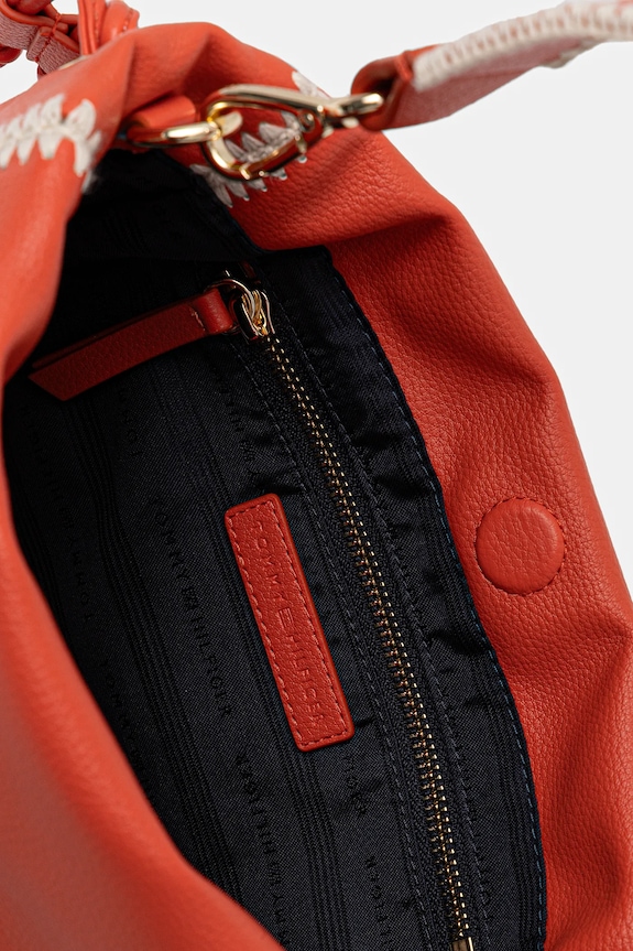 Usnjena torbica Tommy Hilfiger AW0AW17540 oranžna