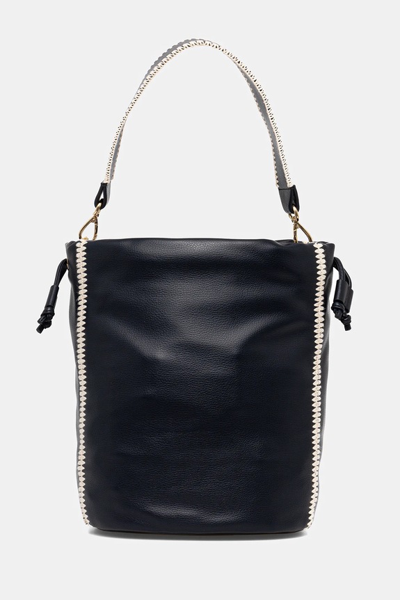 Accesorii Tommy Hilfiger poșetă de piele AW0AW17540 bleumarin