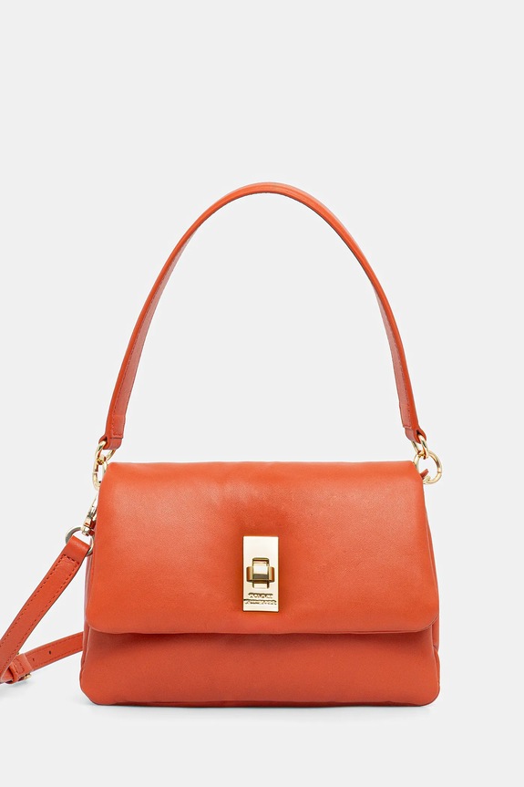 Tommy Hilfiger poșetă de piele uni portocaliu AW0AW17638