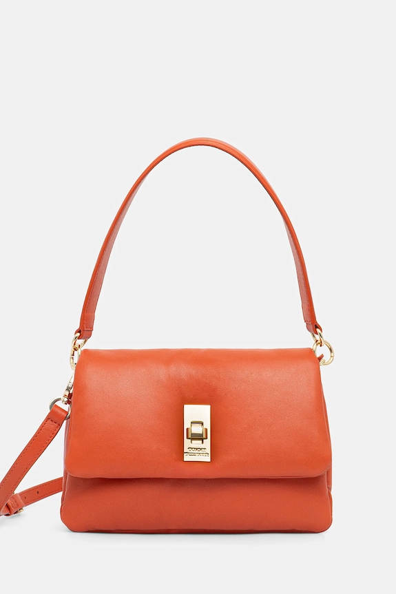 Tommy Hilfiger poșetă de piele uni portocaliu AW0AW17638