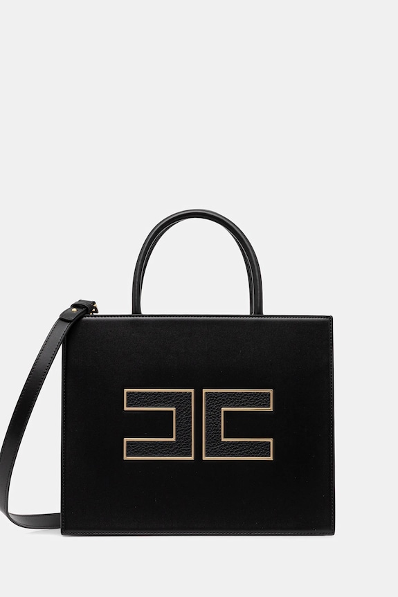 Τσάντα Elisabetta Franchi απομίμηση λείου δέρματος μαύρο BS32A56E2