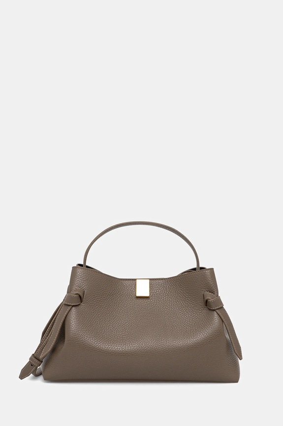 Yuzefi leather handbag GYOZA grain leather gray YUZSS25.HB.GZ.L052