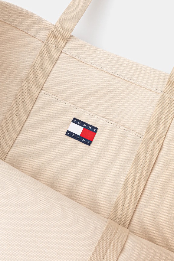 Tommy Jeans geantă de bumbac AW0AW17542 bej
