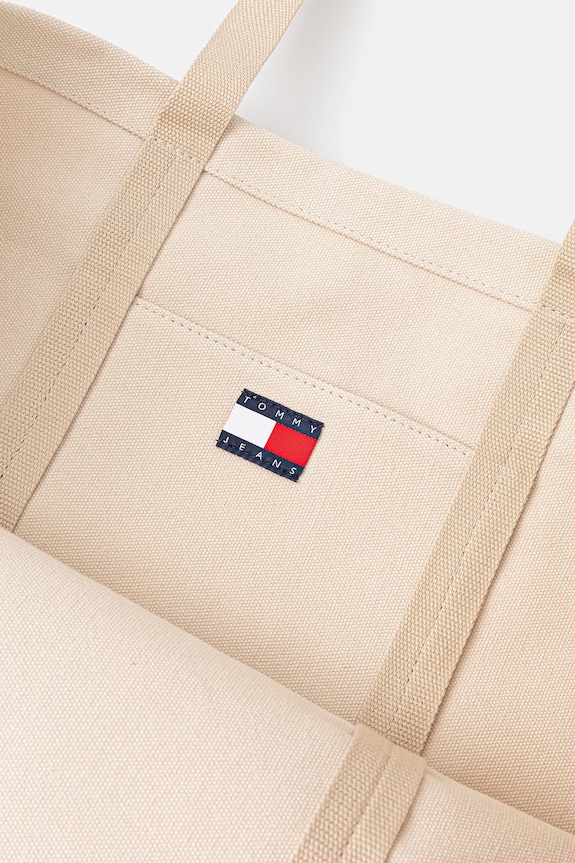 Tommy Jeans geantă de bumbac AW0AW17542 bej