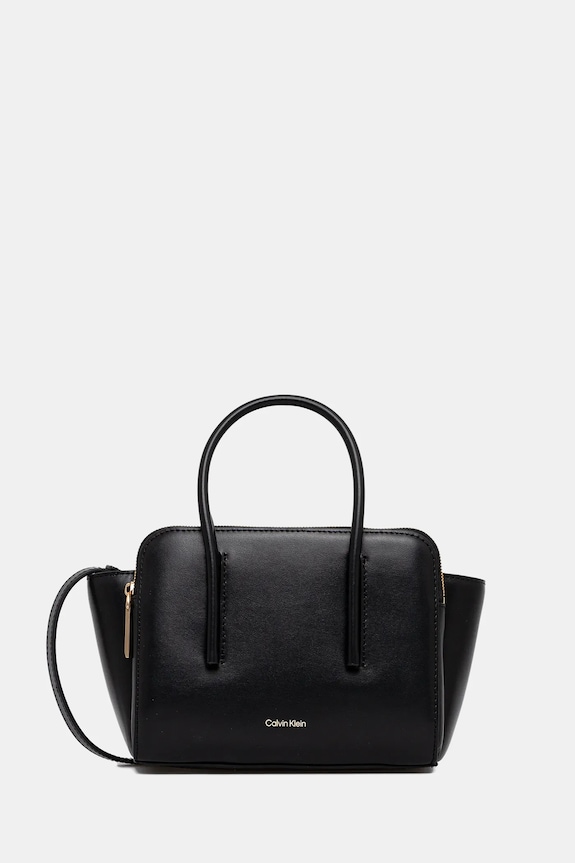 Kožená kabelka Calvin Klein usňová koža čierna LV04F3057G