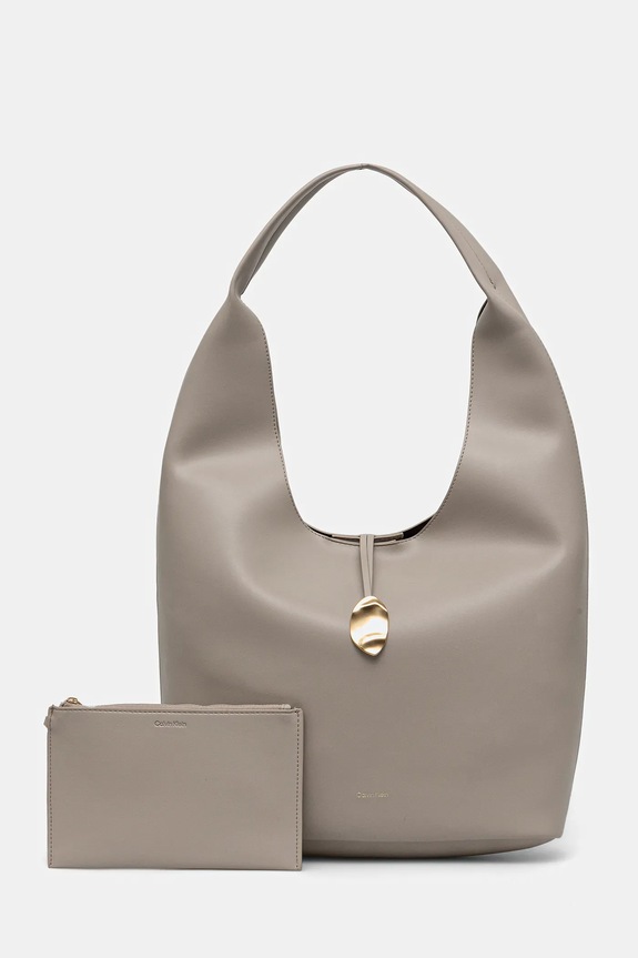 Calvin Klein torebka mieści A4 beżowy LV04K3149G