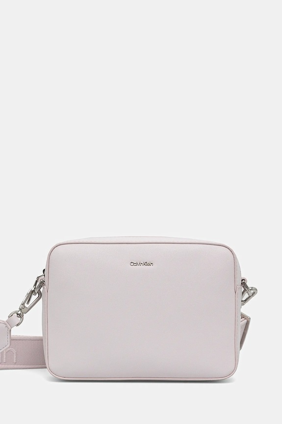 Torba Calvin Klein imitacija zrnate kože roza LV04F3097G