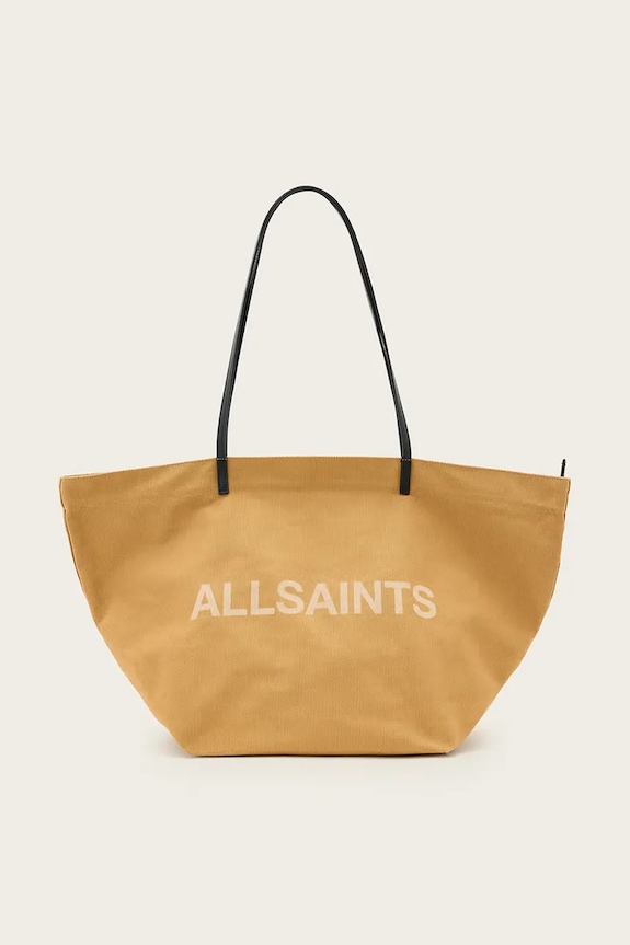 AllSaints torebka bawełniana SERAFINA mieści A4 beżowy W323XC