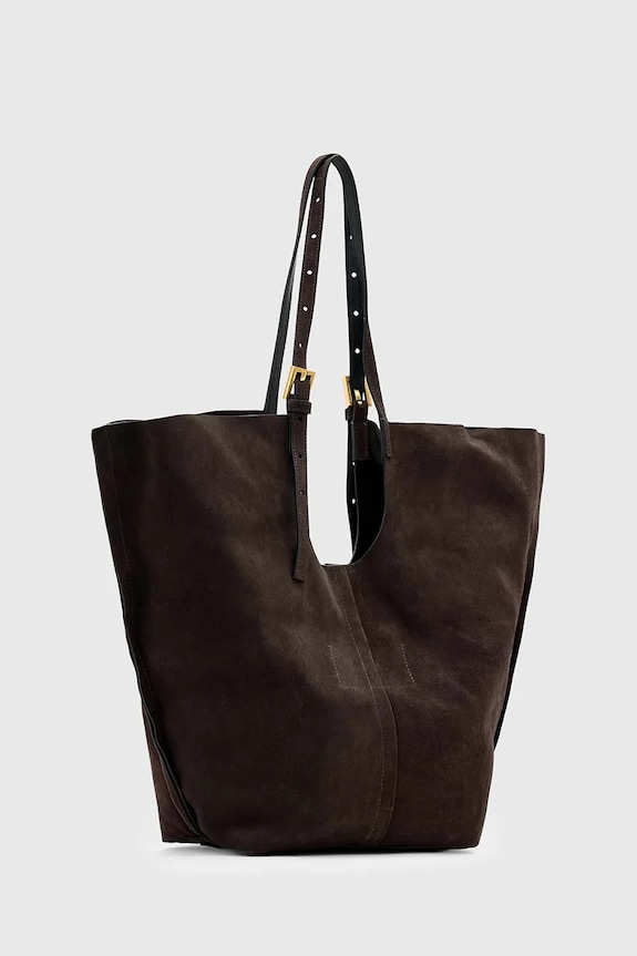 Doplnky AllSaints kabelka typu shopper dámska semišová ARA W338XC hnedá