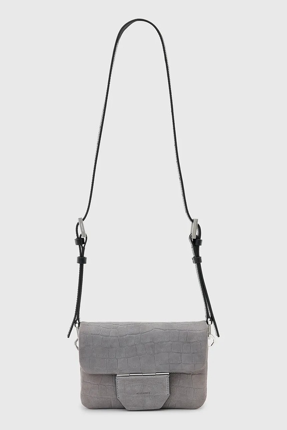 AllSaints torebka skórzana JUPITER skóra licowa szary W354XC