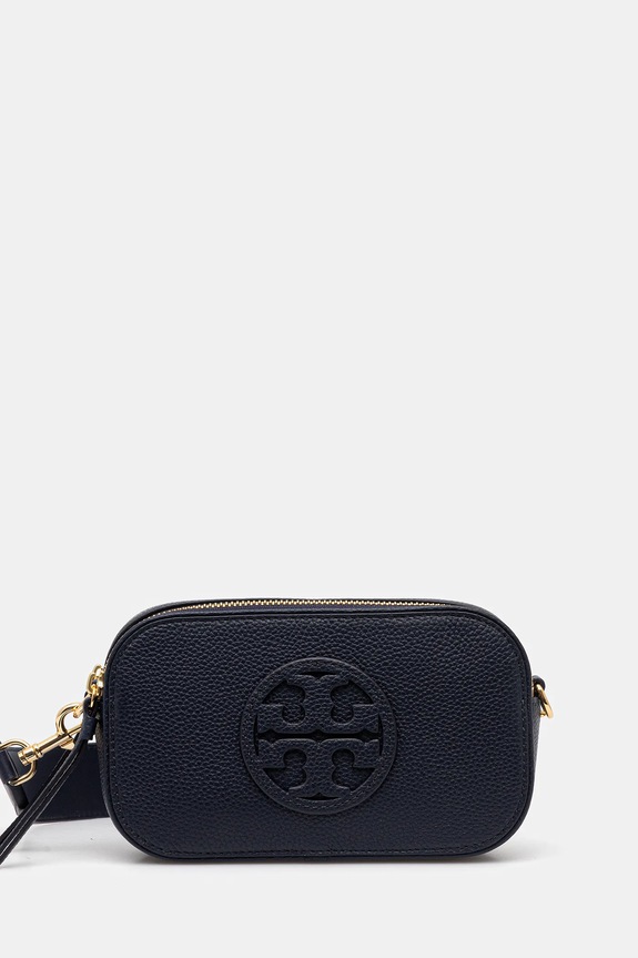 Kožená kabelka Tory Burch Miller usňová koža tmavomodrá 171955.405