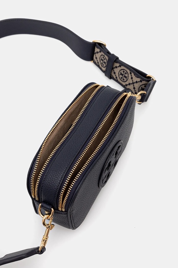 Kožená kabelka Tory Burch Miller 171955.405 tmavomodrá