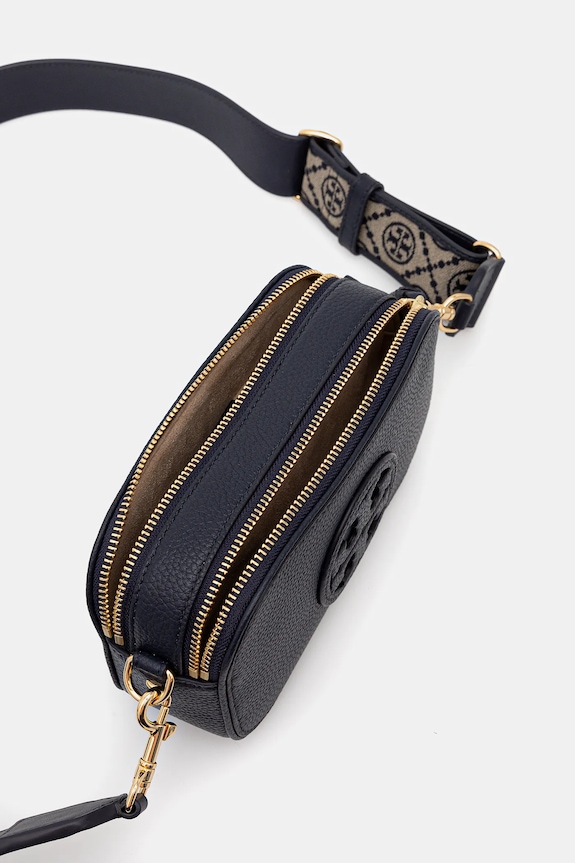 Kožená kabelka Tory Burch Miller 171955.405 tmavomodrá