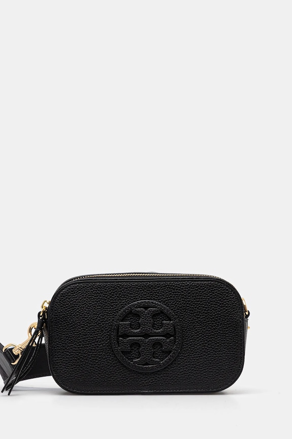 Δερμάτινη τσάντα Tory Burch Miller Miller λείο δέρμα μαύρο 171956.001