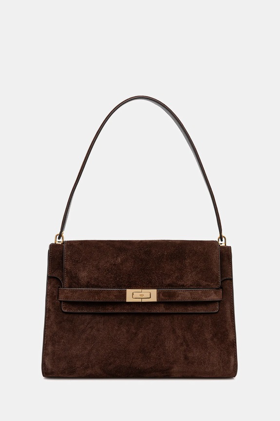 Tory Burch geantă de mână din piele întoarsă Lee Radziwill uni maro 169256.200
