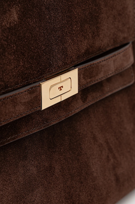 Tory Burch geantă de mână din piele întoarsă Lee Radziwill maro 169256.200