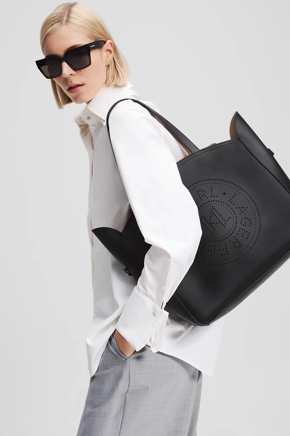 Kožená kabelka Karl Lagerfeld K/CIRCLE A3W30043 čierna